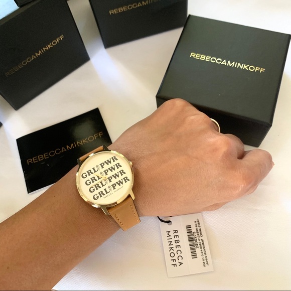 NWT Rebecca Minkoff girl power leather strap watch main image 5
